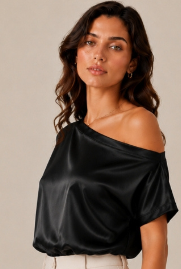 Belle Satin Top - Black