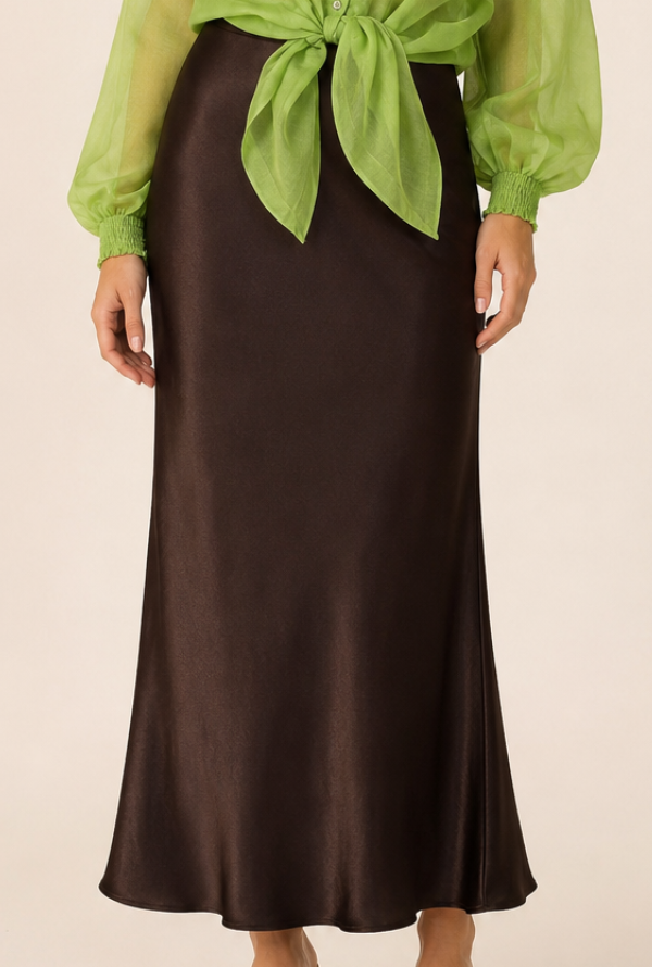 Maple Satin Skirt - Chocolate