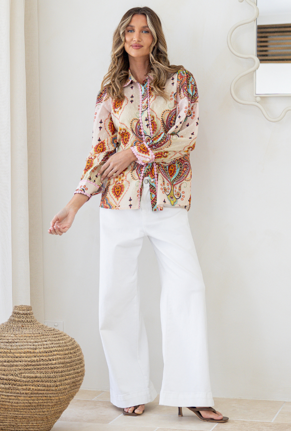 Vintage Paisley Blouse - Ombre Blush / Lemon