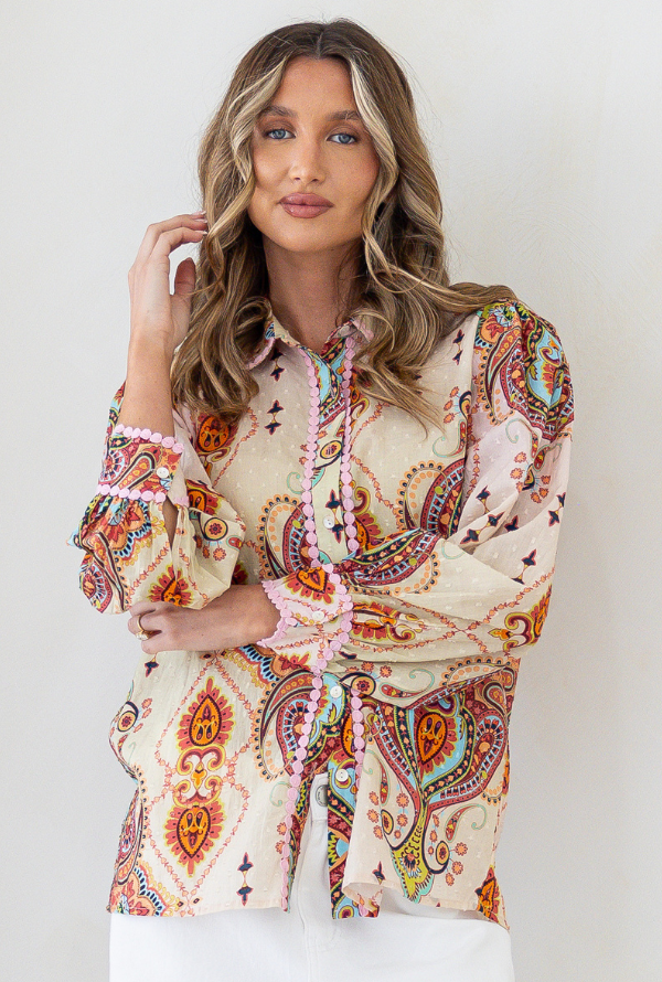 Vintage Paisley Blouse - Ombre Blush / Lemon