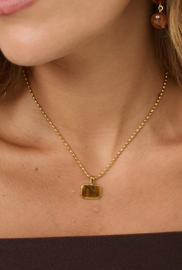 Voyager Tiger Eye Neckless - Gold