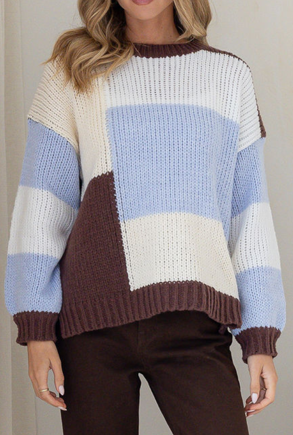 Morgan Knit - Powder Blue / Choc