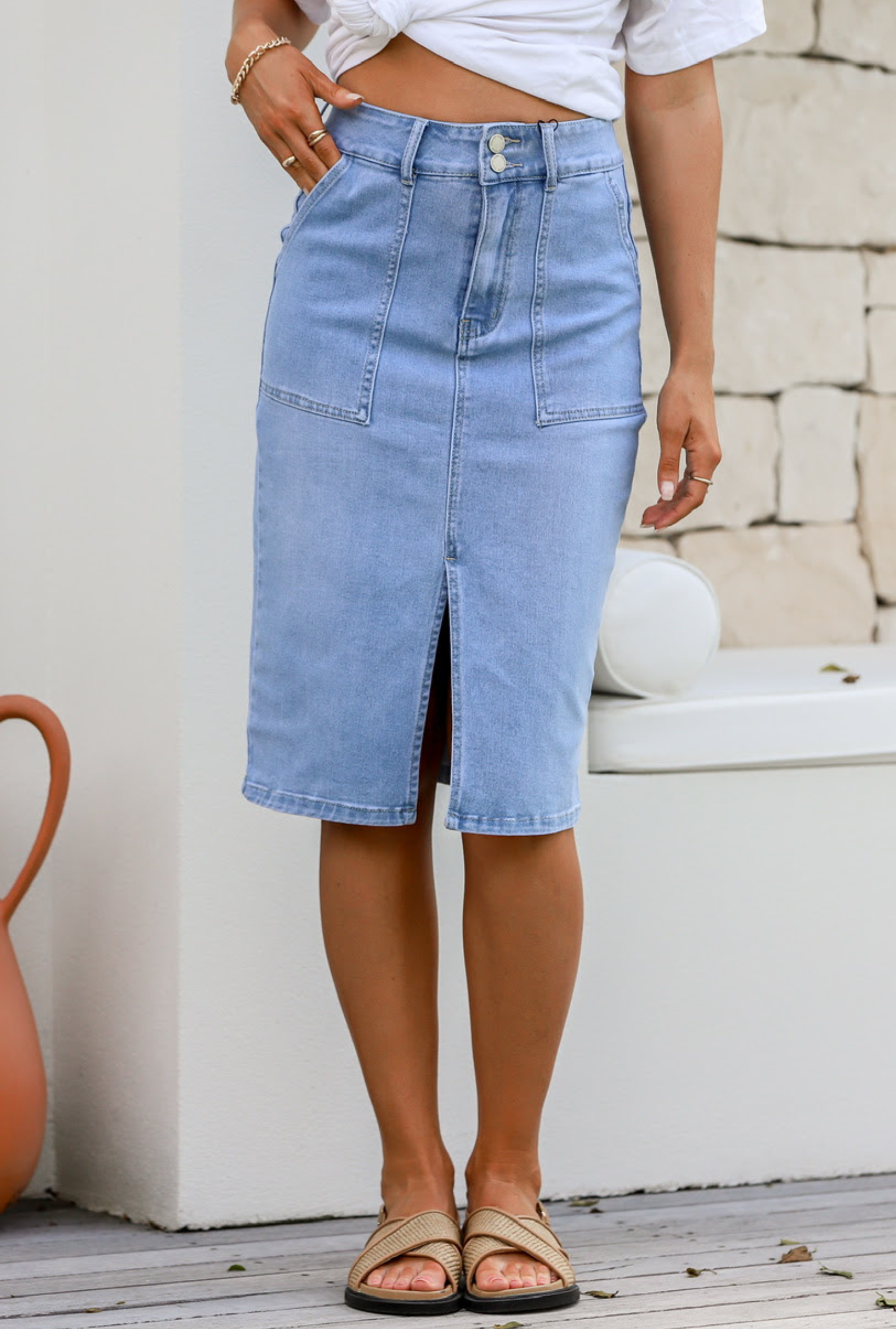 Frankie Denim Skirt - Light Blue Denim