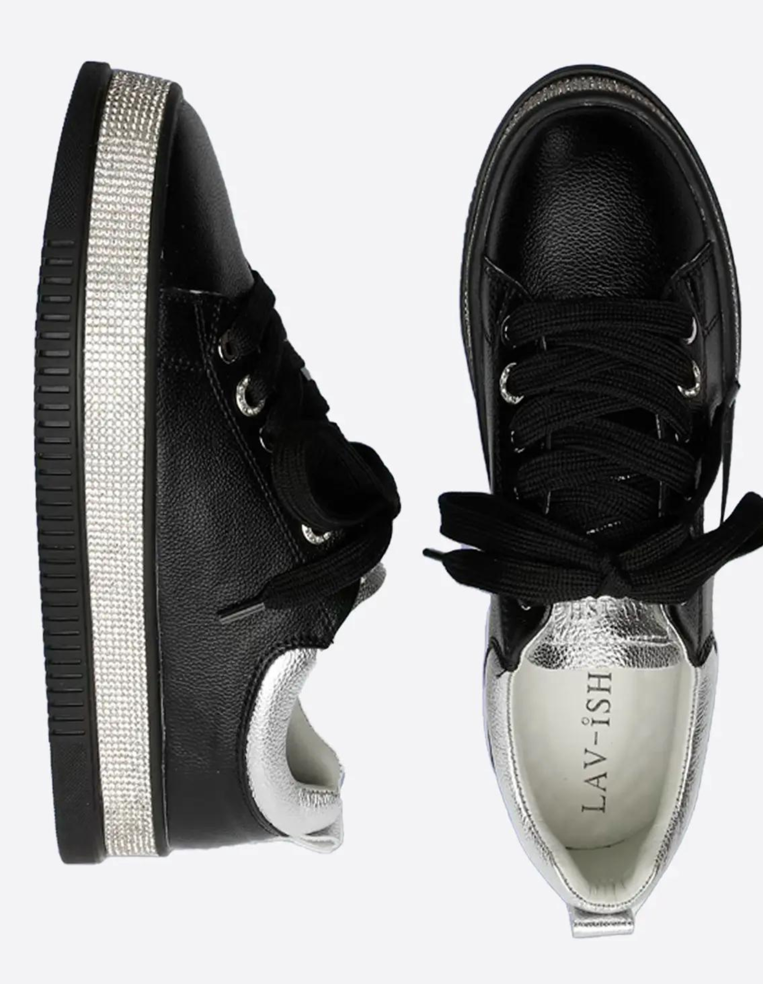 LAV-ISH Luxe Bling Sneaker - Black