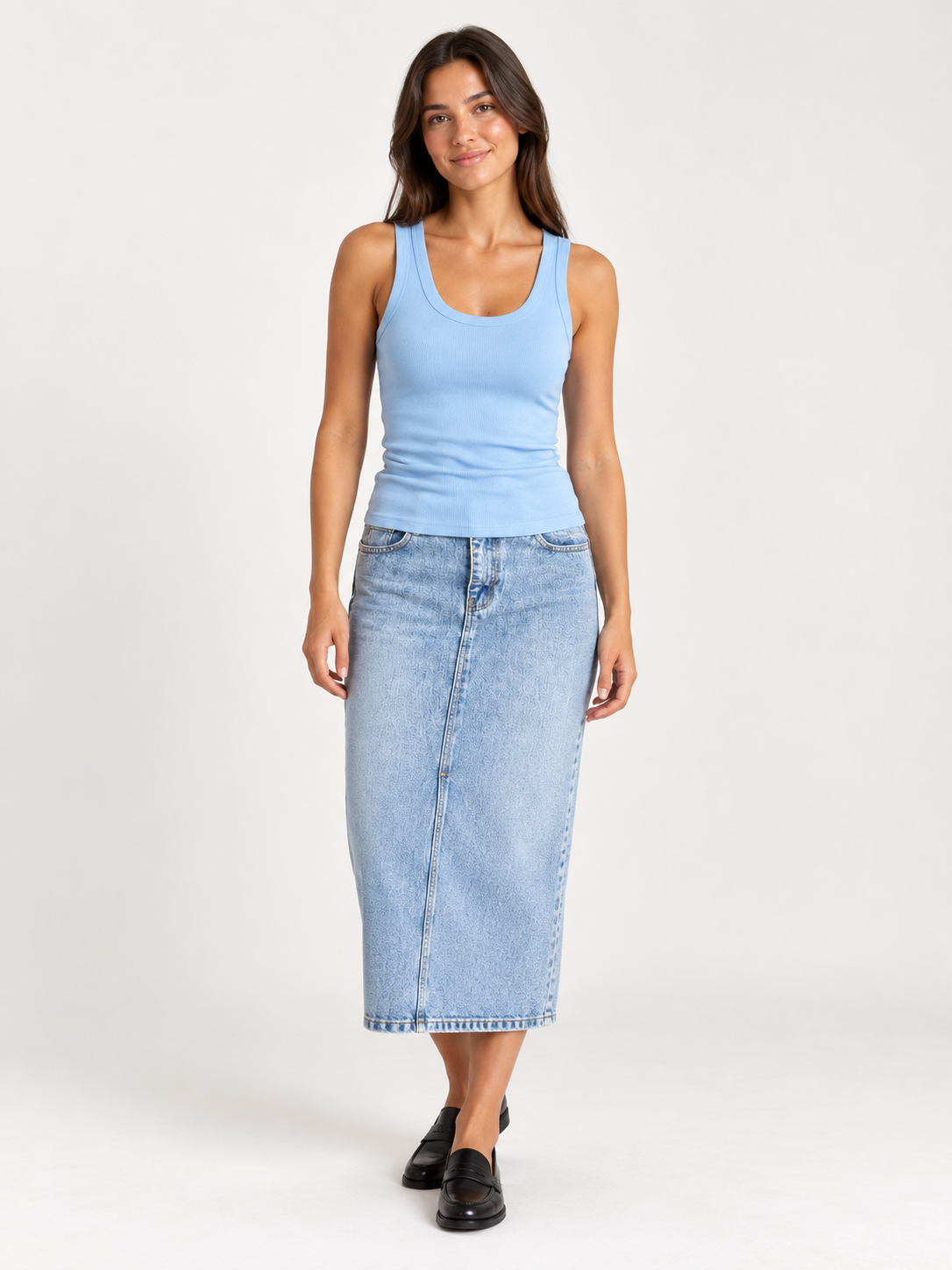 Sylvie Ribbed Tank - Powder Blue