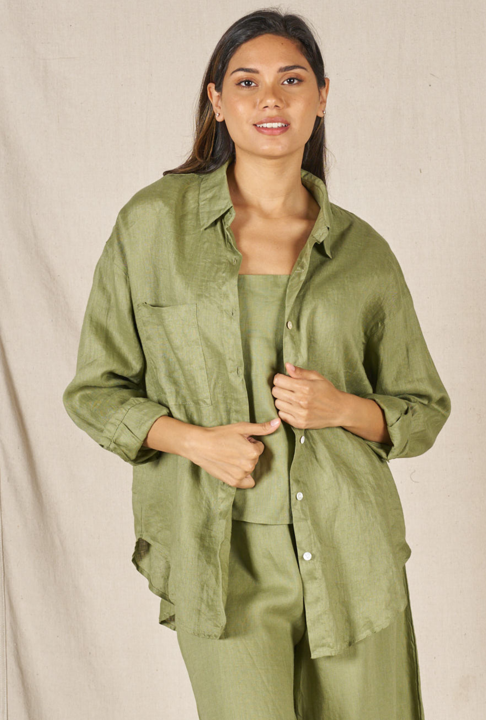 Maya Linen Shirt - Green