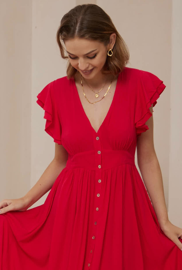 Ivy Midi - Cherry Red