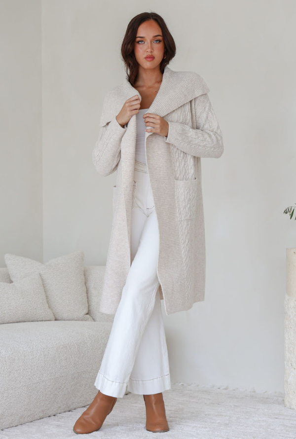 Alice Cable Cardigan - Latte