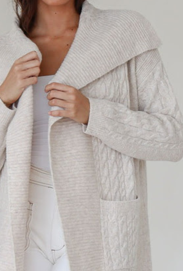 Alice Cable Cardigan - Latte