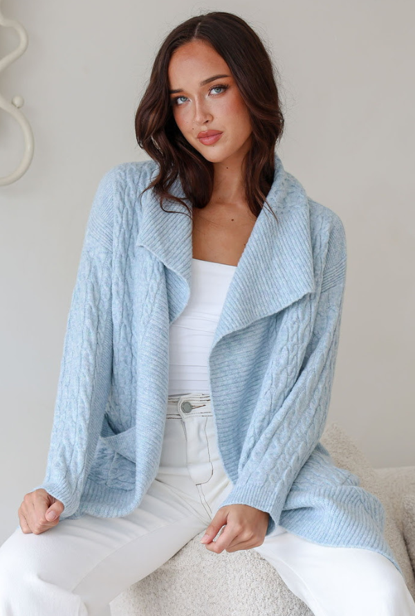 Alice Cable Cardigan - Blue