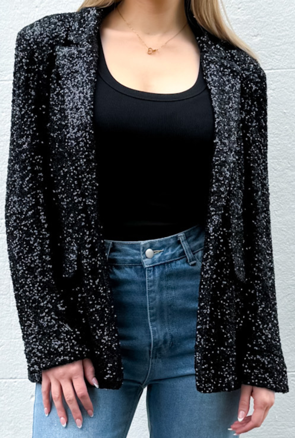 Tinsley Sequin Blazer - Black