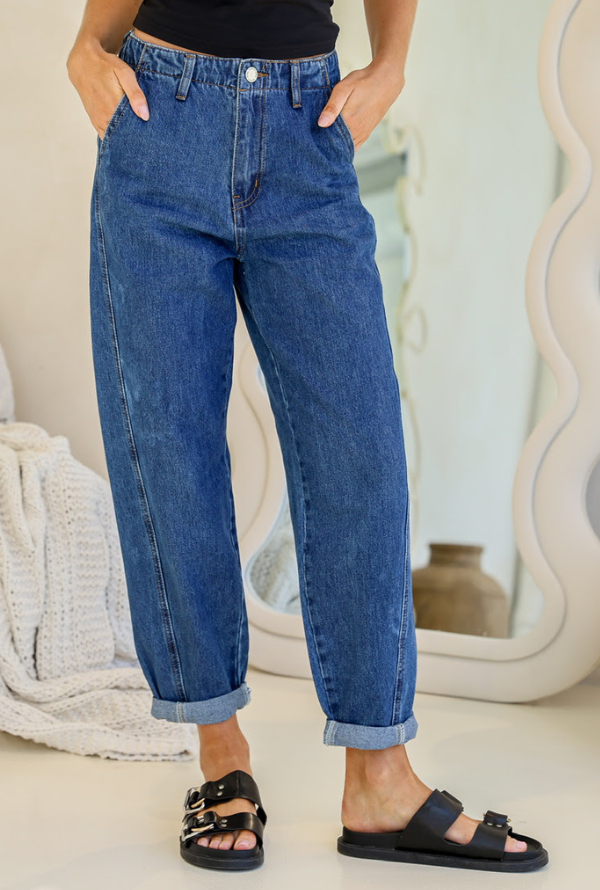 Carrie Barrel Jeans - Mid Denim