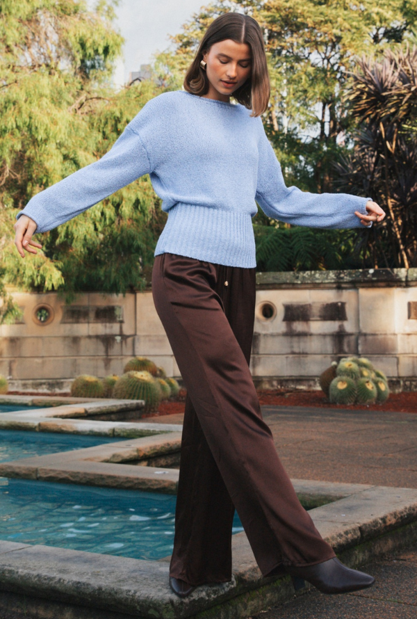 Valari Satin Pants - Chocolate