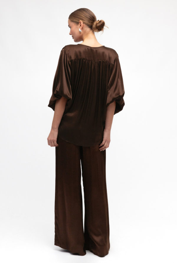 Valari Satin Pants - Chocolate