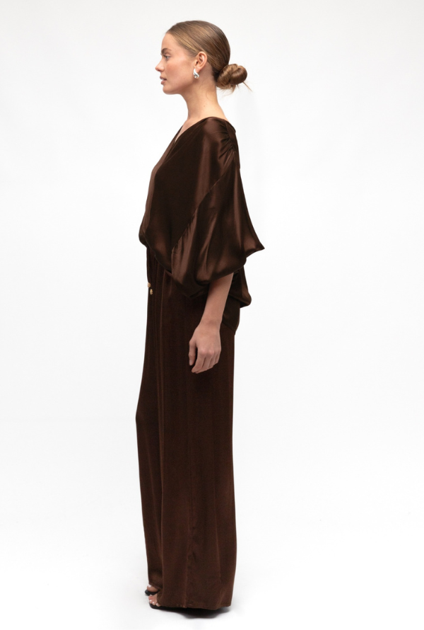 Valari Satin Pants - Chocolate