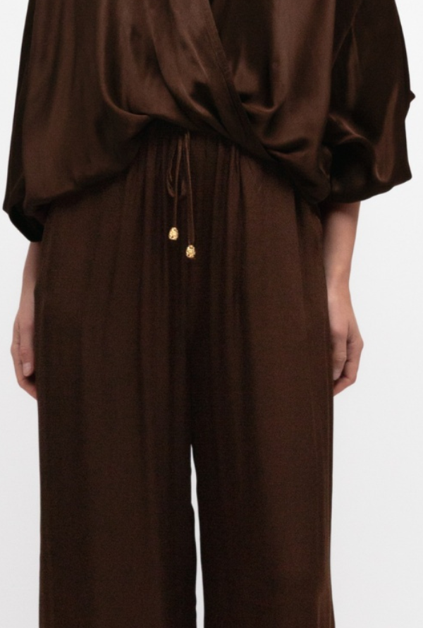 Valari Satin Pants - Chocolate