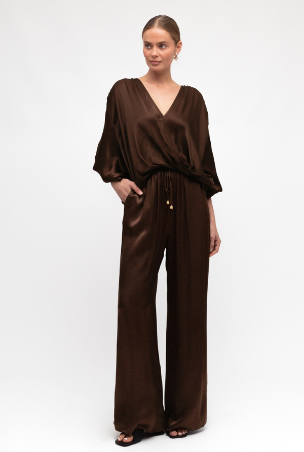 Valari Satin Pants - Chocolate