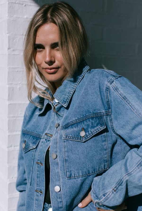 Jayda Denim Shacket - Mid Blue