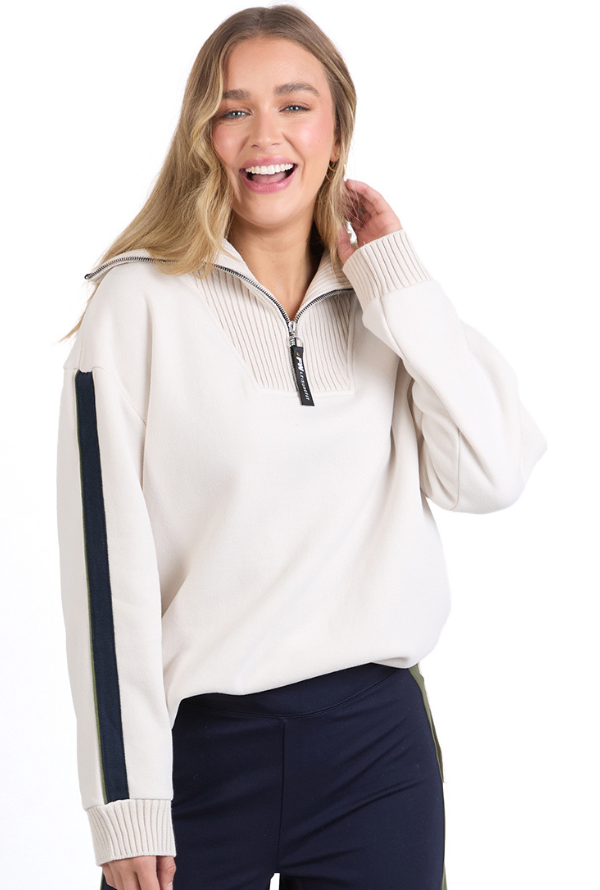 Foxwood Knit Collar Crew - Bone