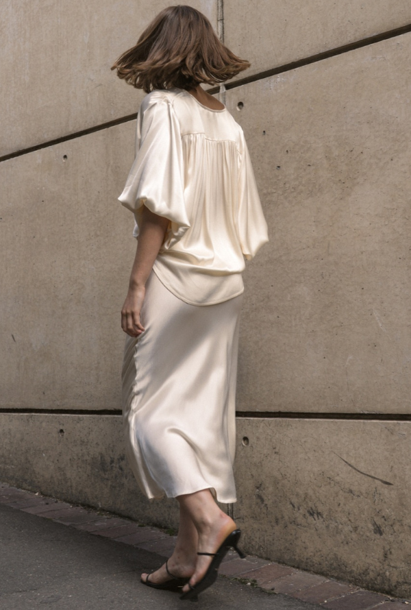 Lara Satin Skirt - Cream
