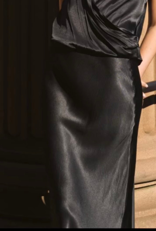 Lara Satin Skirt - Black