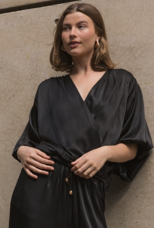 Lara Cross Over Blouse - Black
