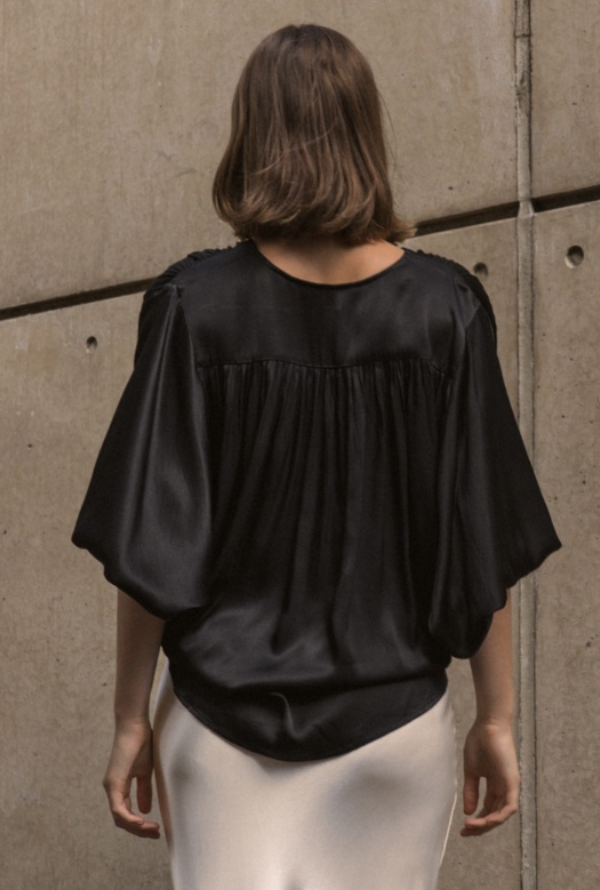 Lara Cross Over Blouse - Black