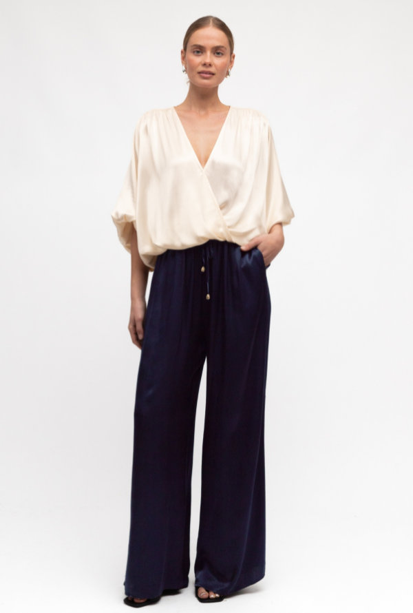 Lara Cross Over Blouse - Cream