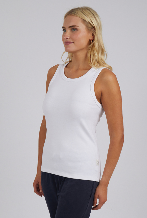 Elm Ribbed Crew Tank - White