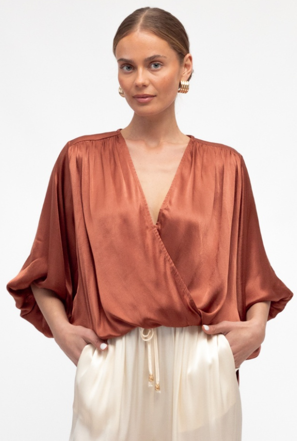 Lara Cross Over Blouse - Rust