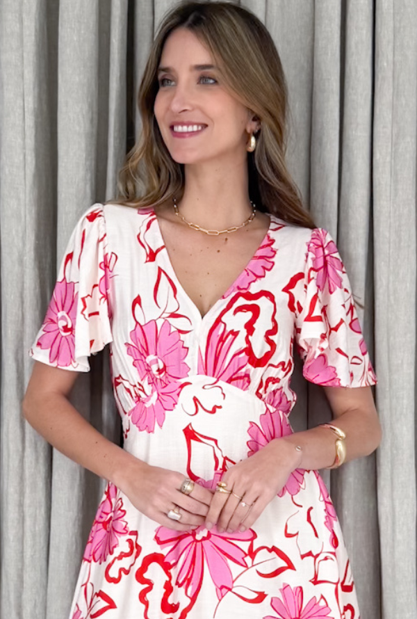 Holly Midi - Pink/Red