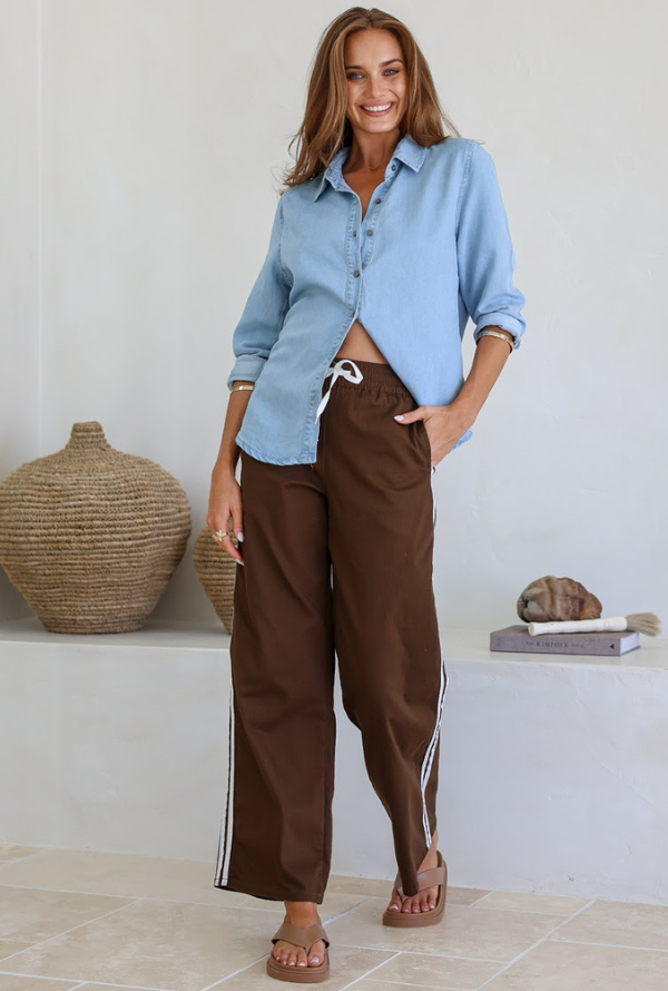 Dixie Stripe Jeans - Chocolate