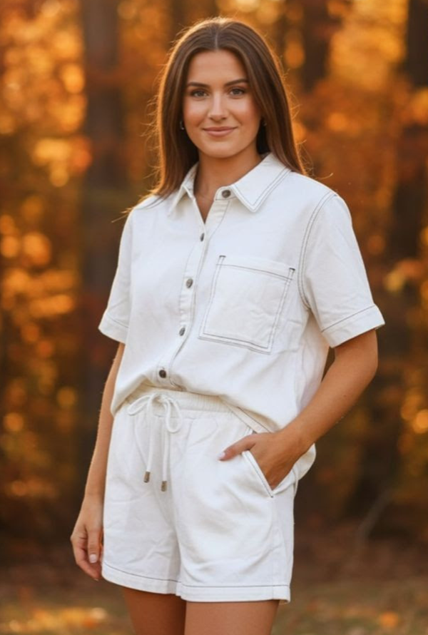 Olivia Denim Short - White