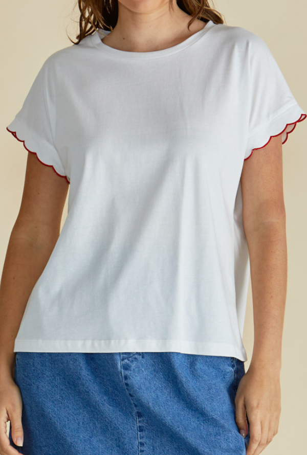 Sloan Scallop Tee - White