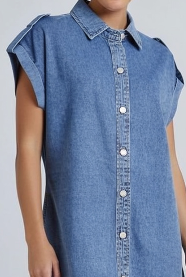 Blake Shift Dress - Mid Blue Denim