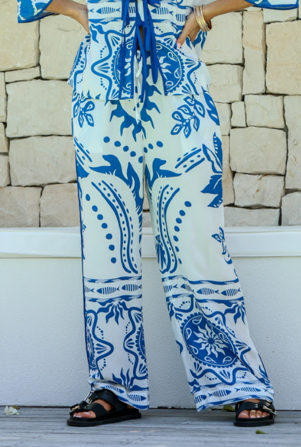 Santorini Soleil Piped Pant - Blue