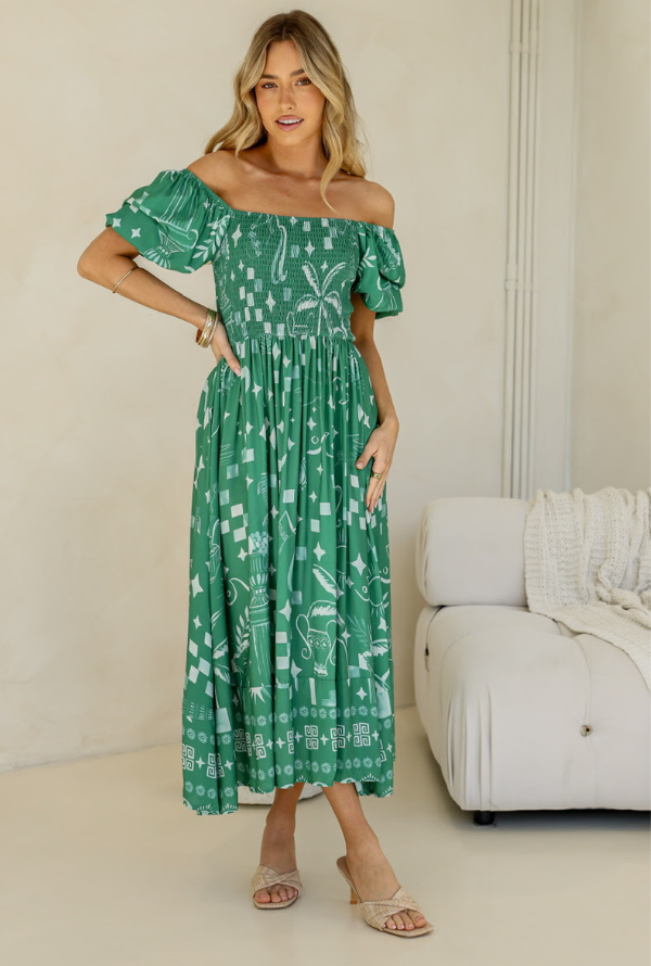 Palm Maxi Dress - Green