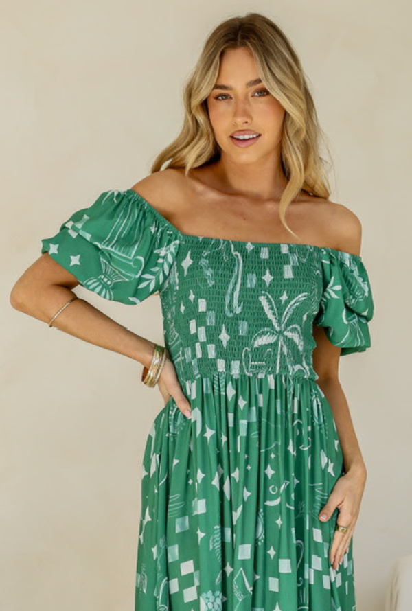 Palm Maxi Dress - Green