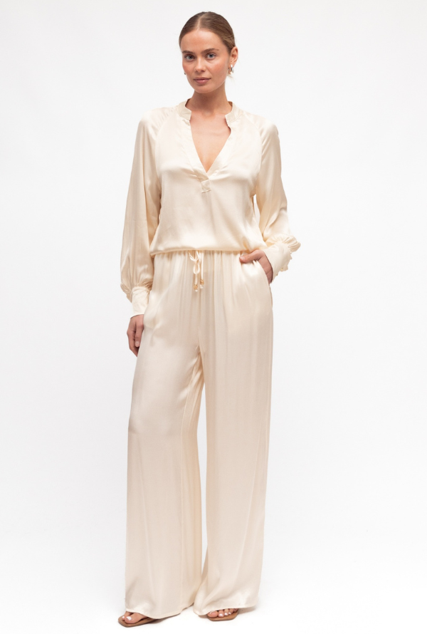 Valari Satin Blouse - Cream
