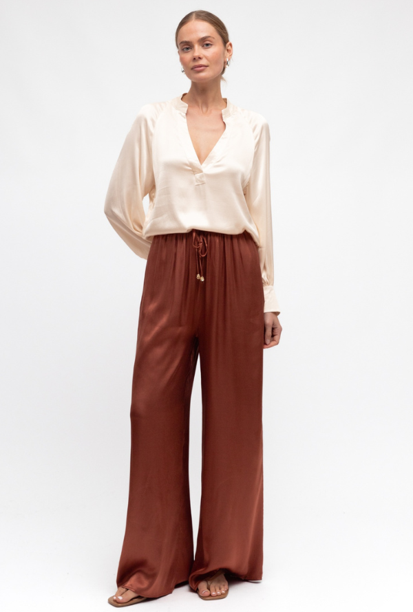Valari Satin Blouse - Cream