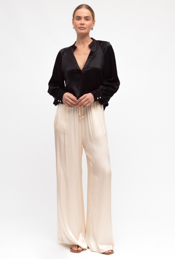 Valari Satin Blouse - Black
