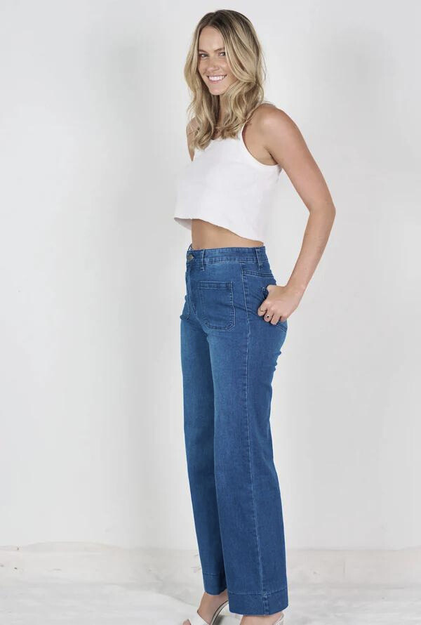 Ruby Wide Leg Jeans - Blue Denim