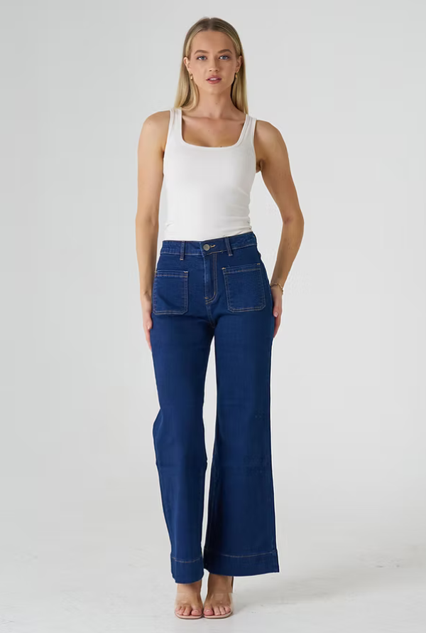 Ruby Wide Leg Jeans - Dark Blue Denim