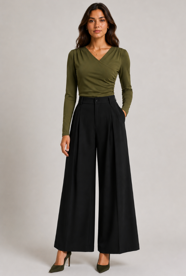 Bella Pleat Pant - Black