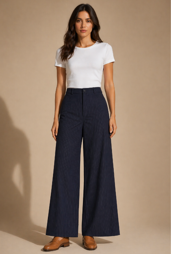 Sabrina Pinstripe Pant - Navy