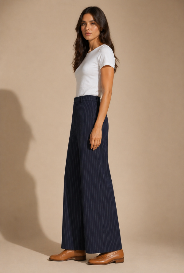 Sabrina Pinstripe Pant - Navy
