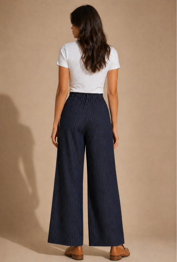 Sabrina Pinstripe Pant - Navy