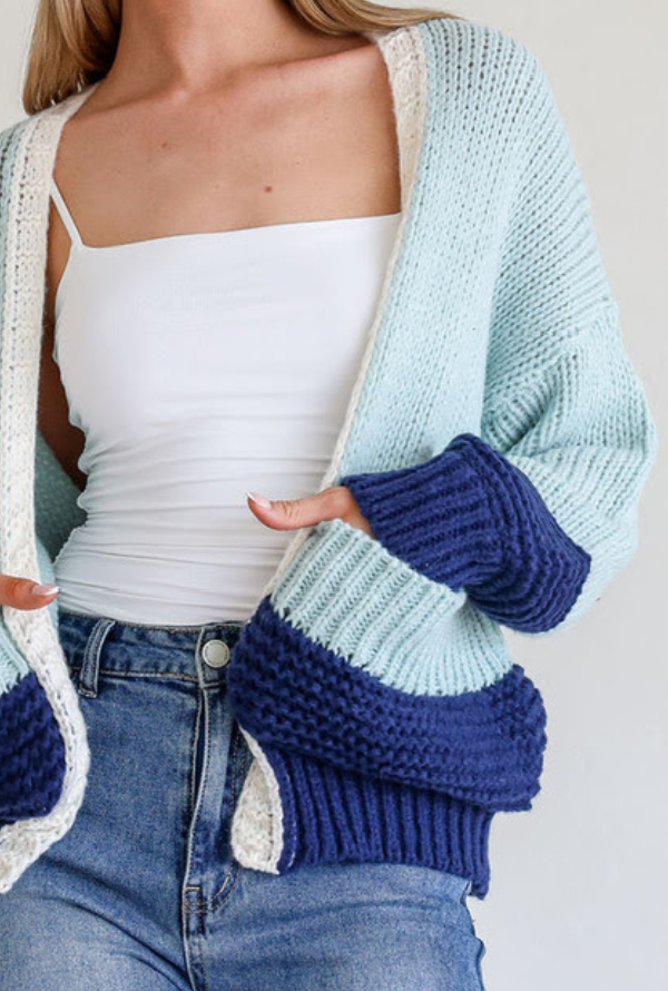 Charlotte Cardigan - Teal/Royal Blue