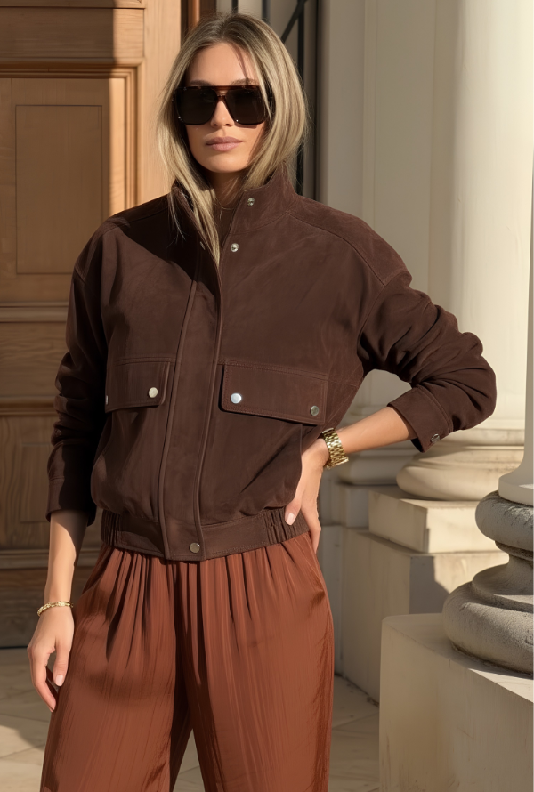 Percy Suede Bomber - Chocolate