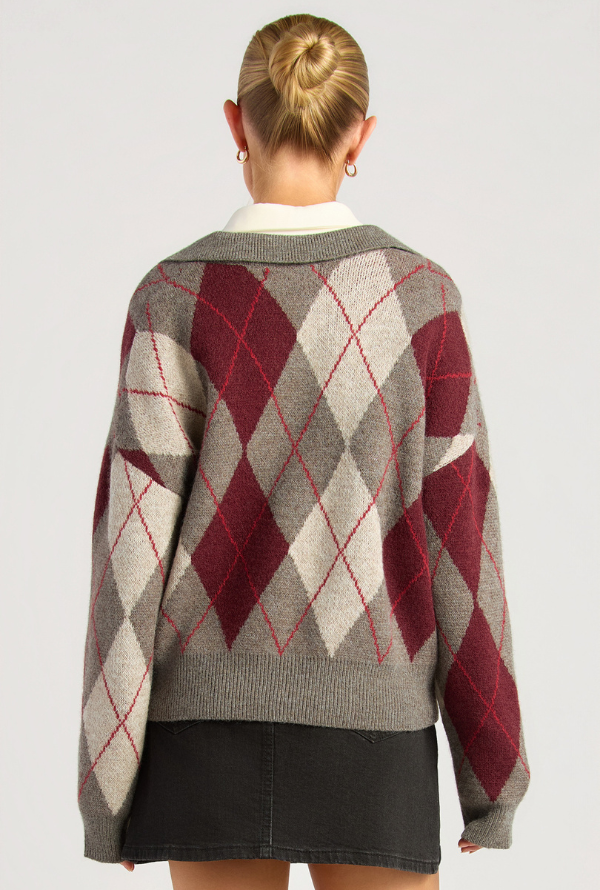 Argyle Knit - Charcoal